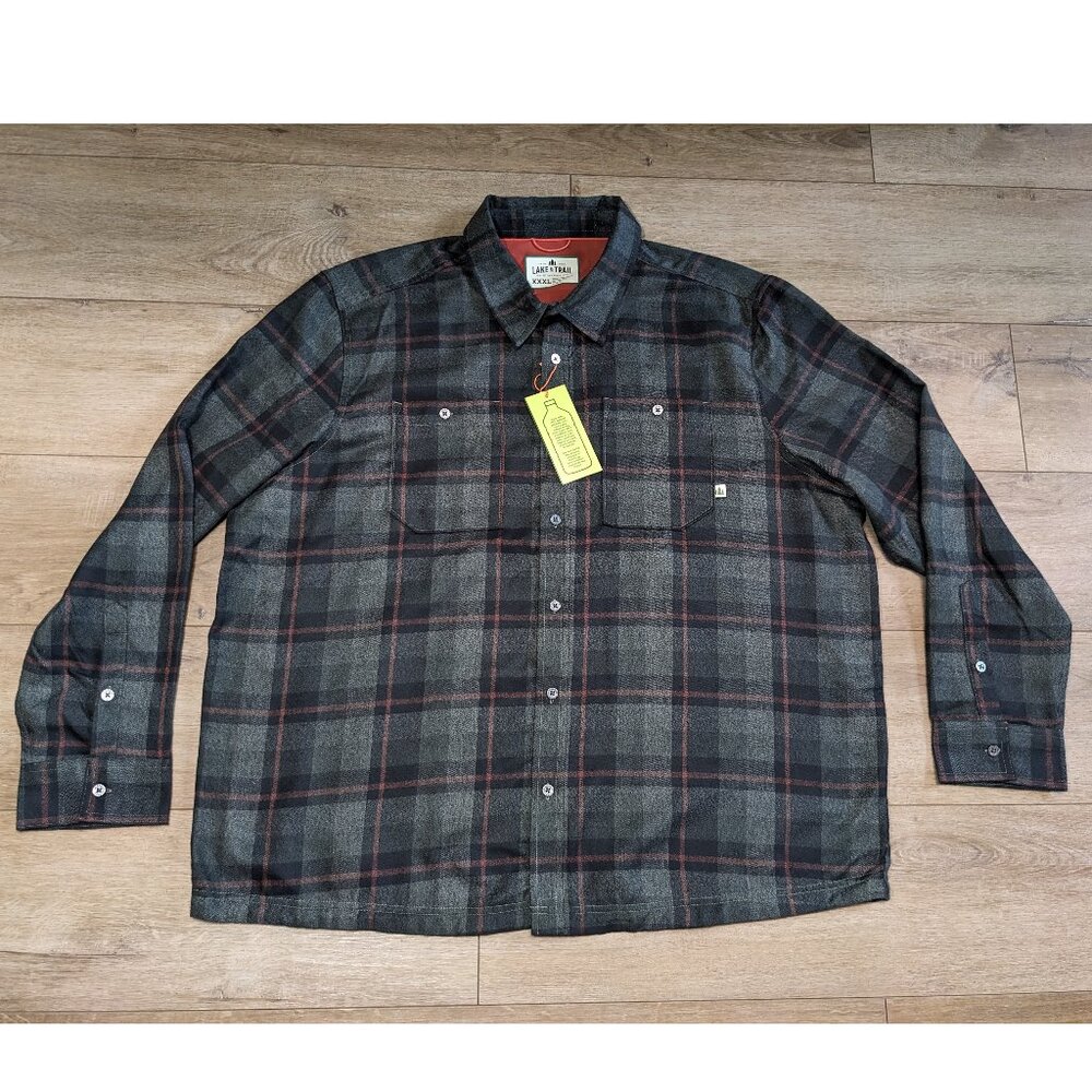 NWT Lake and Trail Shirt Mens 3XL Long Sleeve Flannel UPF 30 Fast Dri